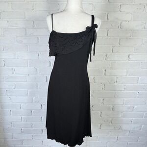 Byer Too! Dress Womens Size Large Black Cocktail Glam Y2K 2000s Sparkle Bow VTG